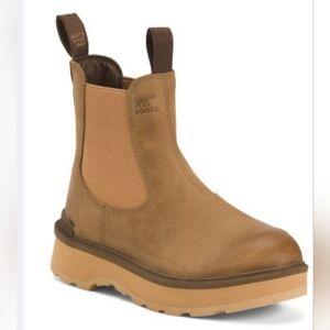 SOREL Leather Waterproof High Line Chelsea Booties In Umber Size 9